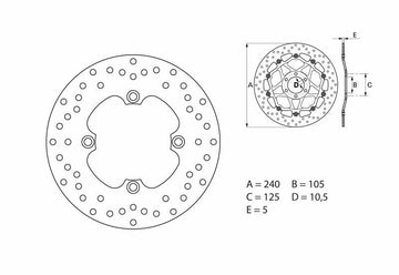 Honda 750 Cb Seven Fifty [BREMBO] - Series Oro rund stiv bremseskive