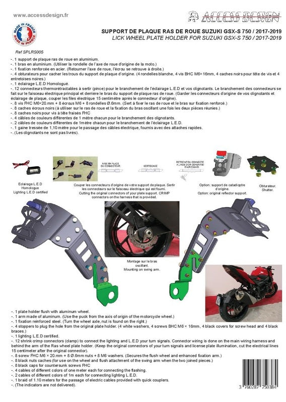 Suzuki Gsx-S 750 [ACCESS DESIGN] - nummerskiltholder i hjulhøyde svart Suzuki GSX-S750