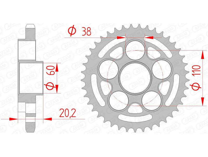 Ducati Multistrada 1000 [AFAM] - Tannhjulsstål standard - 525