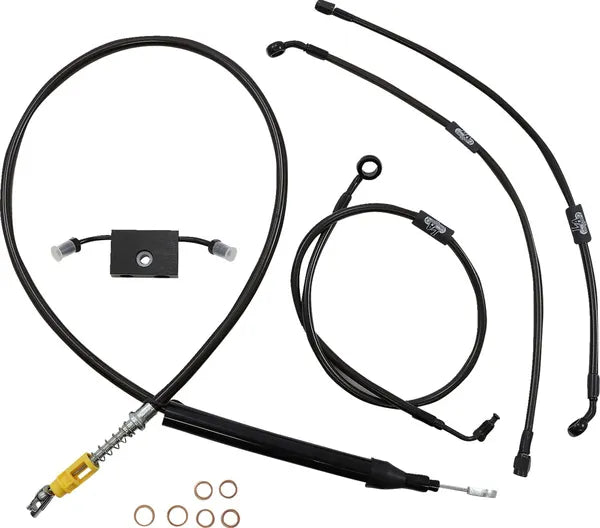 Harley Davidson Fxdrs 114 [LA CHOPPERS] - Standard Midnight Braided Handlebar/Breme Line Kit