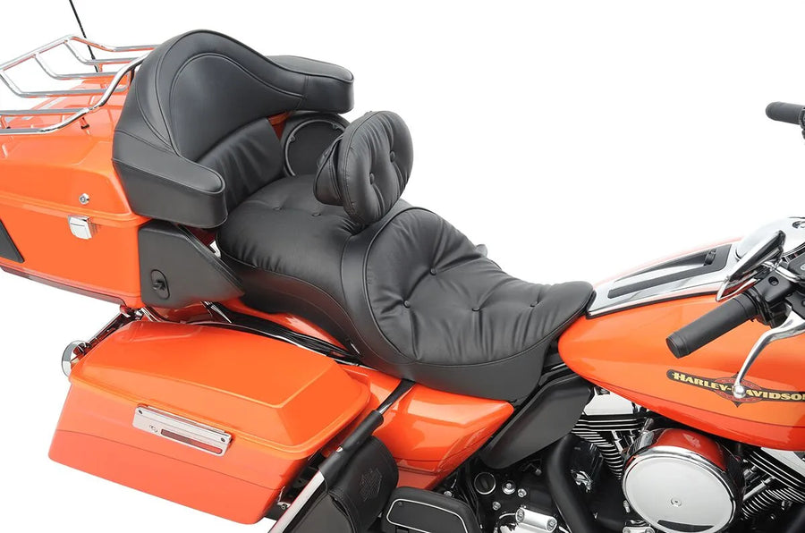 harley davidson touring [DRAG SPECIALTIES] – 2-delt skinnsete, ryggstøtte kompatibel, touring