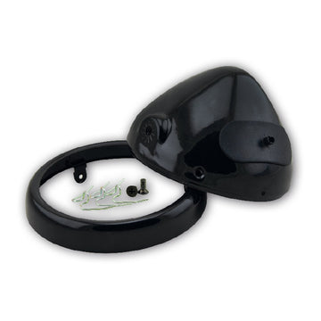 Scheinwerfergehäuse 5-3/4" "Bullet" – 5-3/4", M8 seitlich, Bullet, Gehäuse + Ring + Schrauben + Klammern, Glanzschwarz