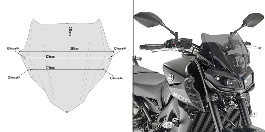 YAMAHA MT 09 MT 09 SP MT 09 TRACER [2017-2020] - Spesifikk frontrute