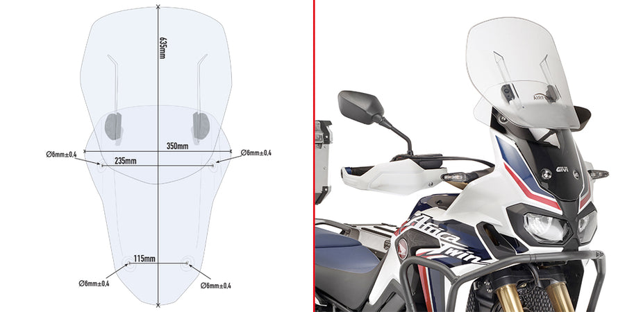 HONDA CRF 1000 L AFRICA TW [2016-2017] - Spesifikk glidende frontrute