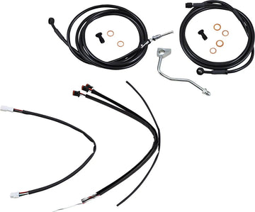 harley davidson flhrxs [BURLY BRAND] - Komplett svart vinyl styrekabel/linjesett for apehenger
