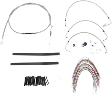 harley davidson flhtc [BURLY BRAND] - Komplett styrekabel/bremseslangesett i rustfritt stål - 0