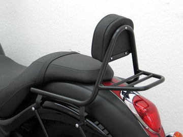 Kawasaki VN 900 Custom [2007-2017] - Sissy bar laget av rør med puter og bagasjestativ, svart