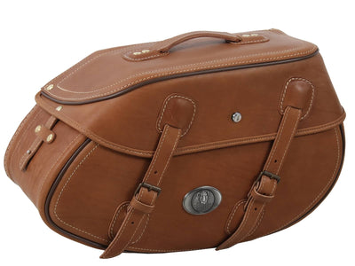 Motorsykkelveske [Hepco & Becker] - Leather Buffalo sand brun venstre - tube pannier holder