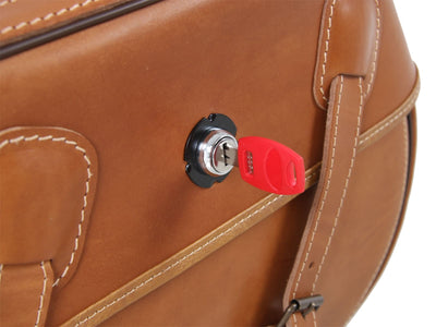 Motorsykkelveske [Hepco & Becker] - Leather Buffalo sand brun venstre - tube pannier holder