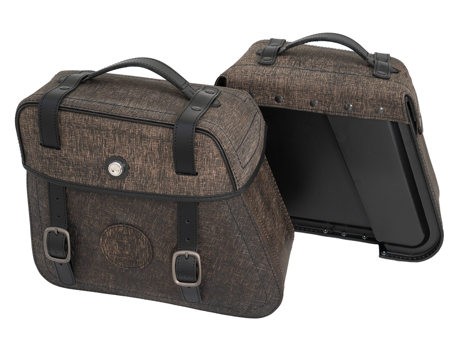 Motorsykkelveske [Hepco & Becker] - lærveskesett Rugged Cutout 19 L inkl. hurtigutløser - brun - utskjæring