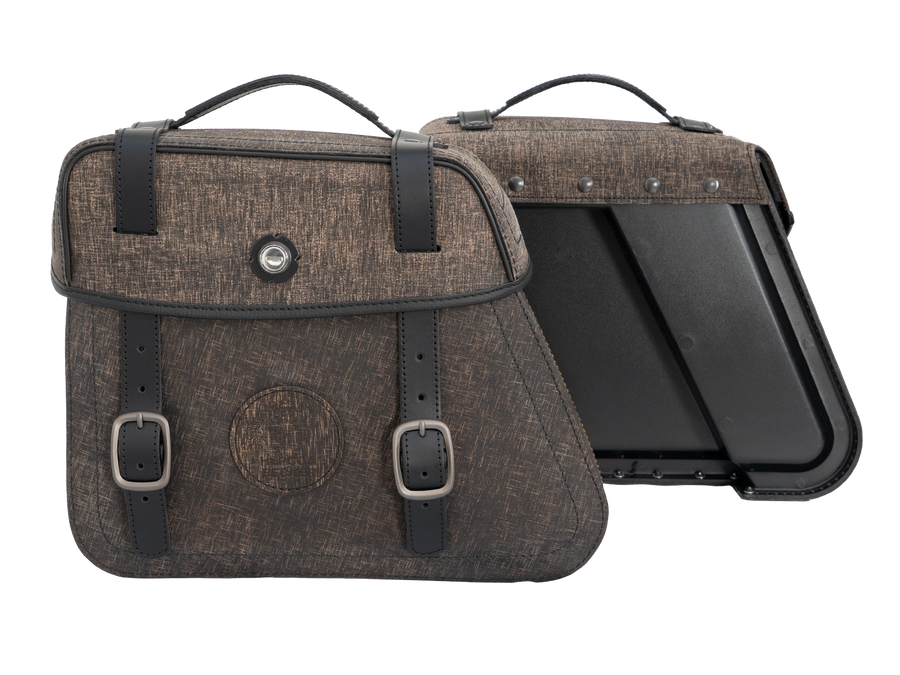 Motorsykkelveske [Hepco & Becker] - lærveskesett Rugged Cutout 19 L inkl. hurtigutløser - brun - utskjæring