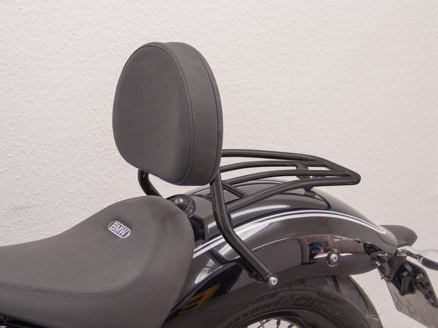 BMW R 18 (OL11) 2021- [2021] - Driver Sissy Bar med en stor avrundet pute og bagasjestativ, svart