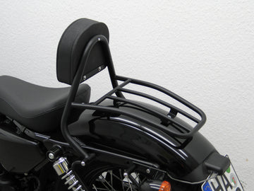 Harley Davidson Sporther Forty-Eight [2010-2020] -Tiver Sissy Bar med puter og bagasjestativ, Black