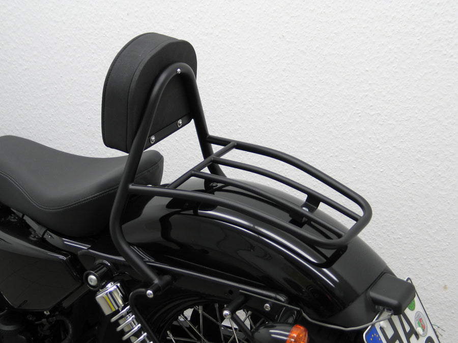 Harley Davidson Sporther Forty-Eight [2010-2020] -Tiver Sissy Bar med puter og bagasjestativ, Black