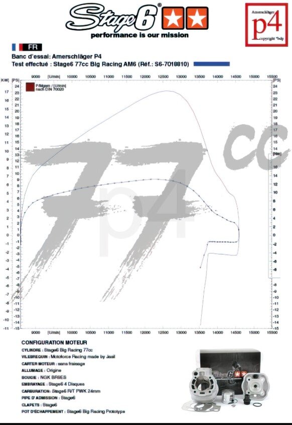 Beta RR Enduro 50 2T - Motorpack Zylinder Auspuff Big Racing 77ccm