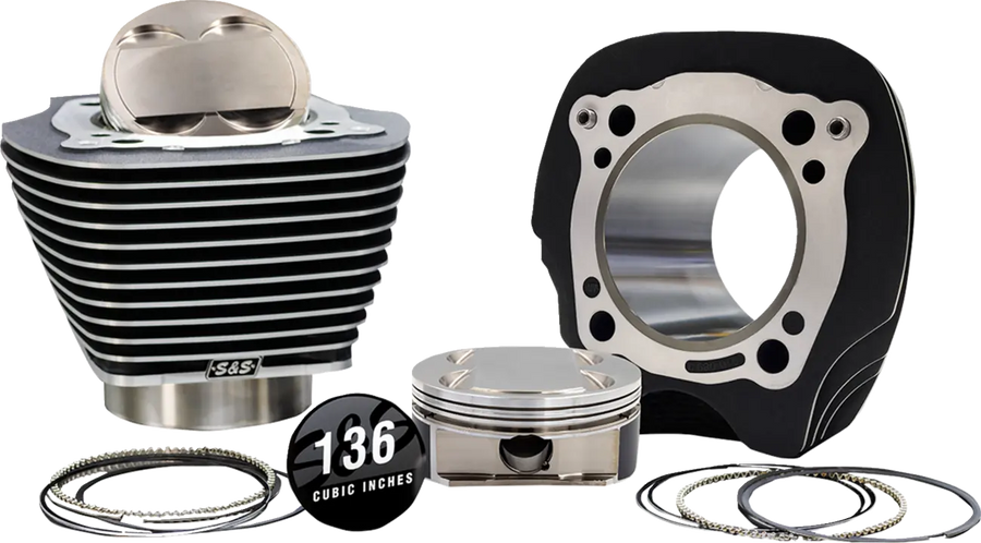 Harley-Davidson FLHTCUTG 1868 Tri Glide Ultra 114 [2025] - 132" Hochverdichtungs- / 136" Big Bore Kit – Oberfläche: Schwarz, Nicht hervorgehobene Kühlrippen – Merkmal: 0,00 cm³ Kuppelvolumen – Bild 1