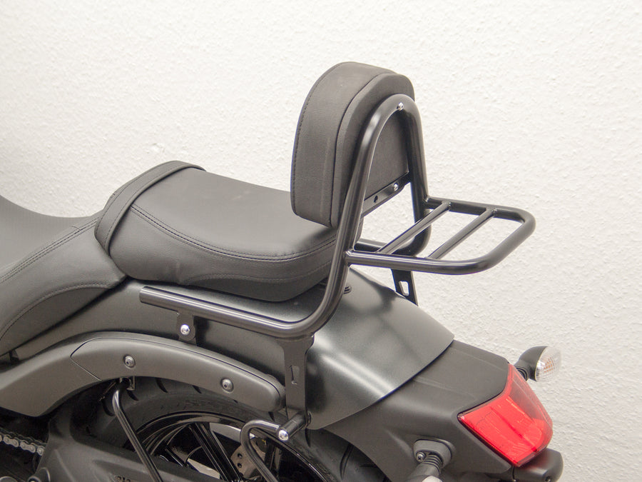 Kawasaki Vulcan S (EN650A) 2015-2020 og (EN650J) 2021- [2015-2020]- Sissy bar laget av rør med puter og bagasjestativ, svart