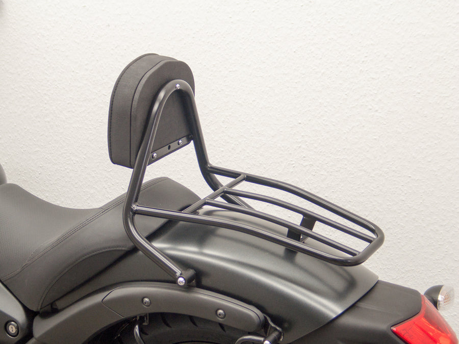 Kawasaki Vulcan S (EN650A) 2015-2020 og (EN650J) 2021- [2015-2020]- Driver Sissy Bar med puter og bagasjestativ, svart