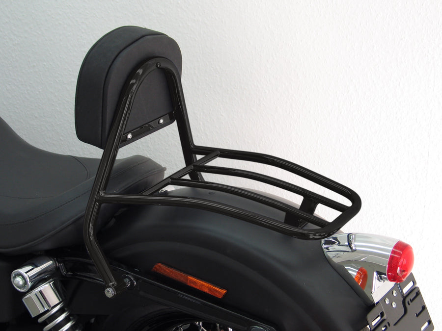 Harley Davidson Dyna Street Bob (FXDB) 2009-2013 [2009-2013] -River sissy bar med puter og bagasjestativ, svart