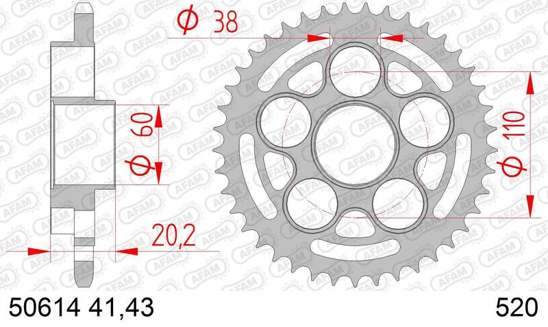 Ducati Hypermotard 950 [AFAM] - Tannhjulsstål standard - 520