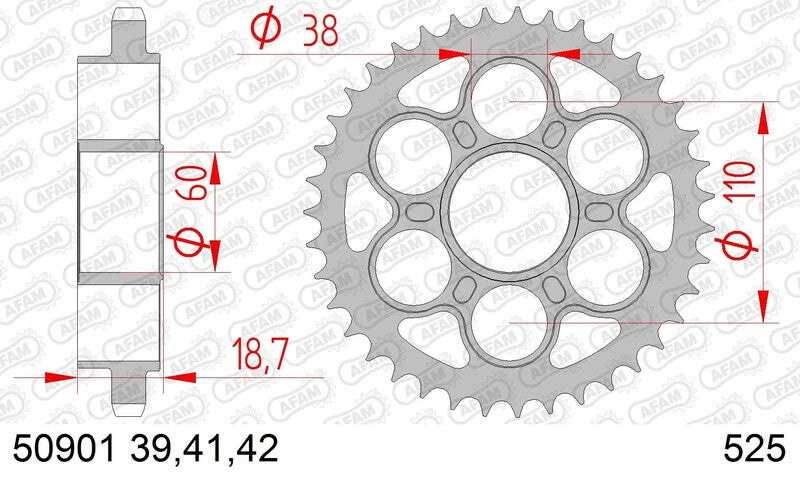 Ducati Monster 1200 [AFAM] - Tannhjulsstål standard - 525