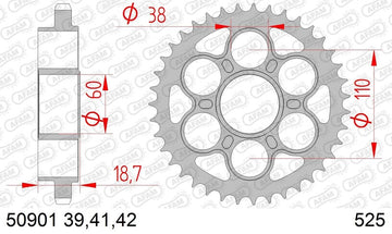 Ducati Monster 1200 [AFAM] - Tannhjulsstål standard - 525