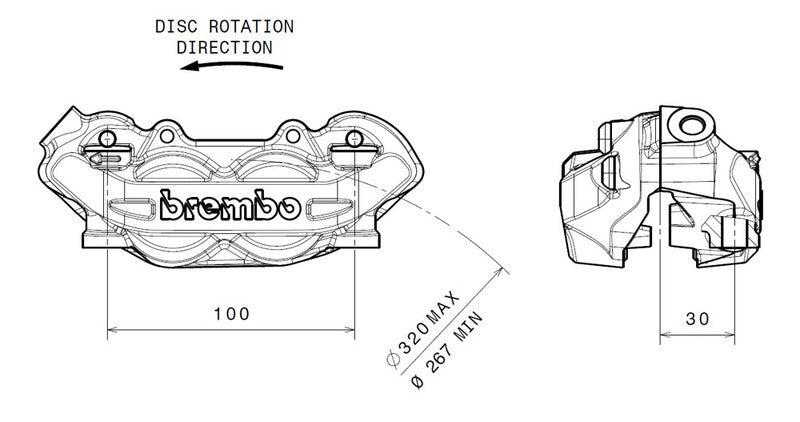 Ducati Monster 1200 [BREMBO] - P4 venstre bremsekaliper foran Ø32mm
