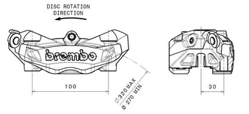 Hyperstrada 821 [BREMBO] - M4 bremsecaliper foran venstre svart Ø32mm