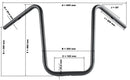 Harley Davidson Fxst [HIGHWAY HAWK] - Bad Hawk 1 tommers styre med 3 hull, 845 mm bred 370 mm høy, krom-2