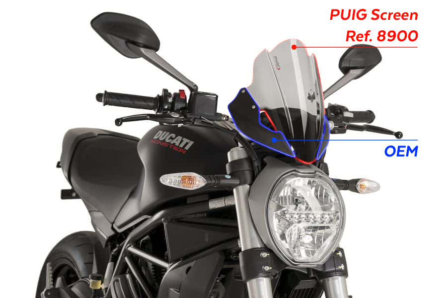 DUCATI MONSTER 821 DARK [2016] – sportsskjerm – gjennomsiktig