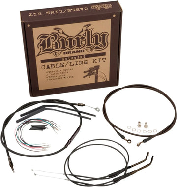 harley-davidson street bob [BURLY BRAND] - Komplett svart vinyl styrekabel/linjesett for apehengere - 0