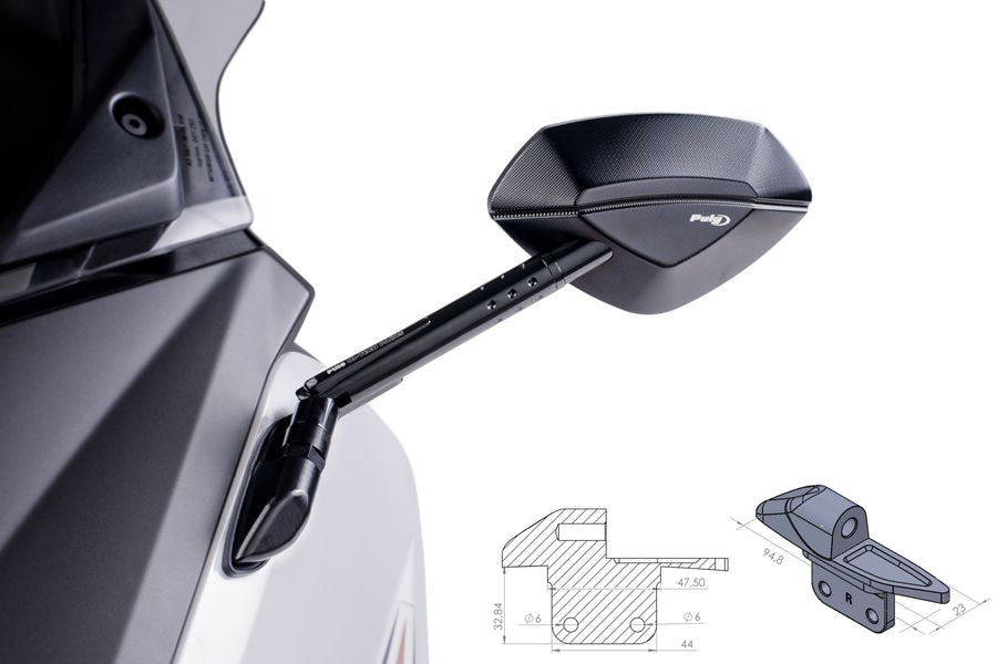YAMAHA T-MAX 560 TECH MAX [2021] - Sidespeiladapter for feste til