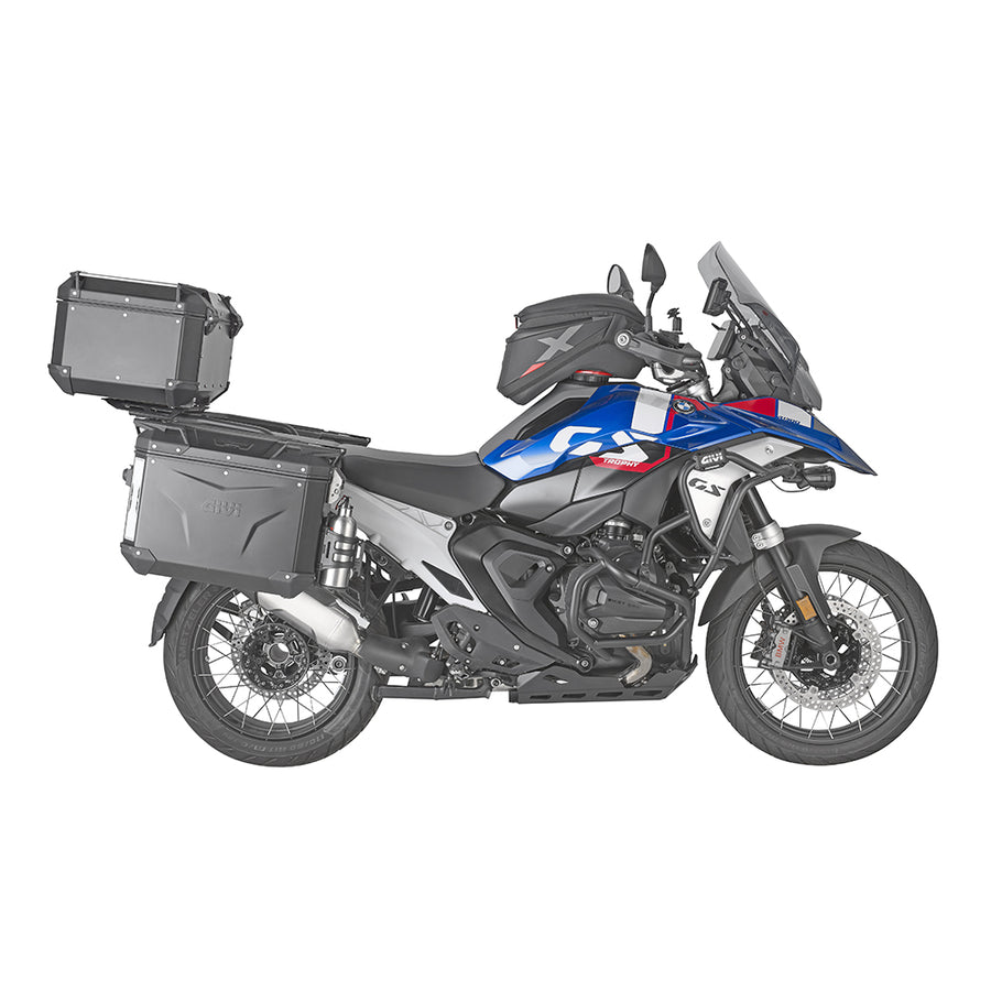 Trekker Outback EVO 48 sidekoffert i aluminium, svart – høyre, 48 liter / SMART SIKKERHETSLÅS