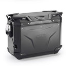 Trekker Outback EVO 37 sidekoffert i aluminium, svart – høyre, 37 liter / SMART SIKKERHETSLÅS