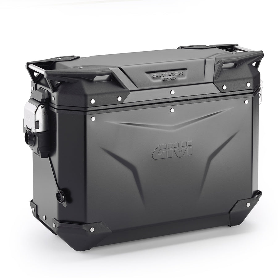Trekker Outback EVO 37 sidekoffert i aluminium, svart – høyre, 37 liter / SMART SIKKERHETSLÅS