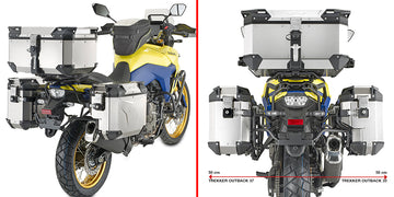 Suzuki V-Strom 800 SE [GIVI] - sidekasse i stålrør PL ONE-FIT med høyre sideforskyvning for trekkerne
