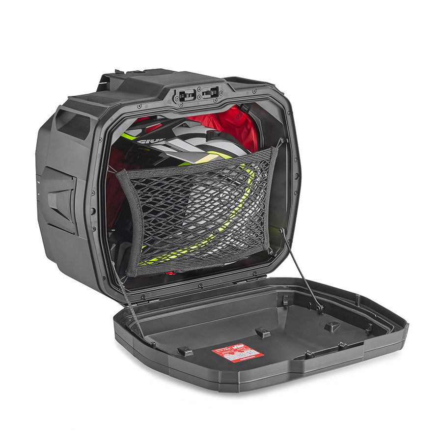 Monokey-koffert XSPACE svart, med deksel laget av aluminium - utseende tekstur, utvides fra 27 til 36 liter
