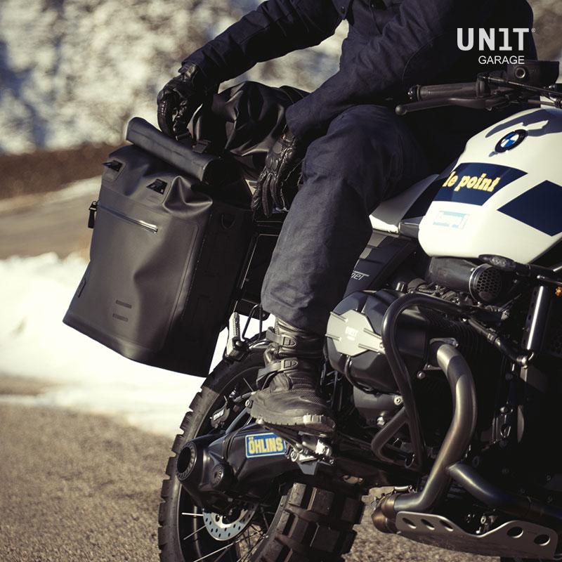 BMW R nineT 1200 Roadster [2014-2023] - Khali Seitentasche aus TPU 35L - 45L + Aluminiumplatte auf der Schalldämpferseite