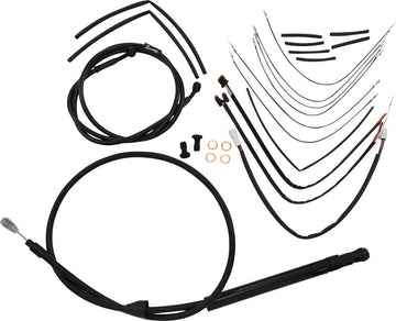harley davidson fx [BURLY BRAND] - Komplett svart vinyl styrekabel/linjesett for apehenger