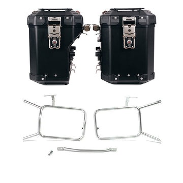 BMW R nineT 1200 Urban G/S (hoher Auspuff) [2017-2023] - Atlas Aluminium-Seitenkoffer-Set 48L+41L + Rahmen für Taschen aus Aluminium Atlas NineT