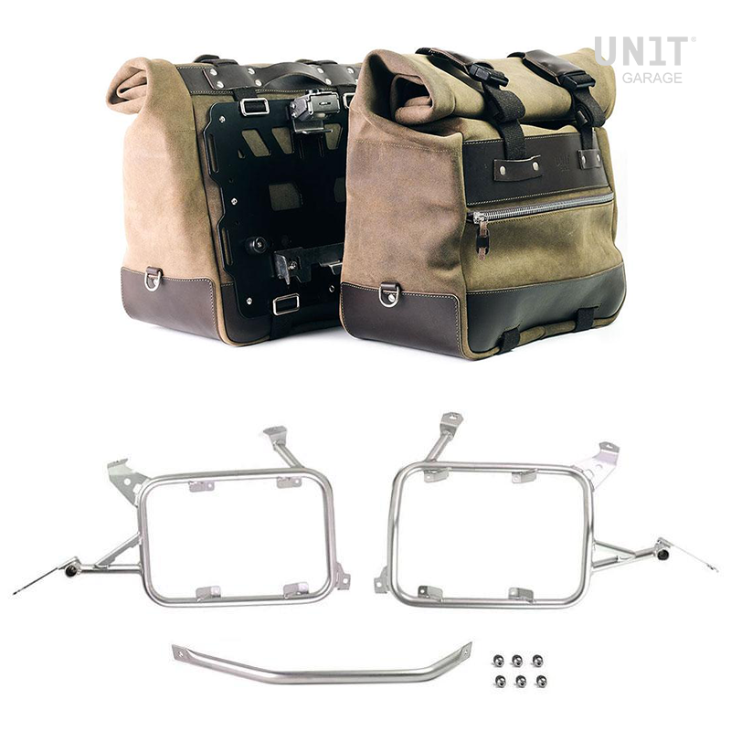 BMW R 1200 GS LC Rad [2013-2019] - Paar Cult-Seitentaschen Spaltleder 40–50L + Alu-Platte + Taschenrahmen Alu R1200GS LC - R1250GS & ADV