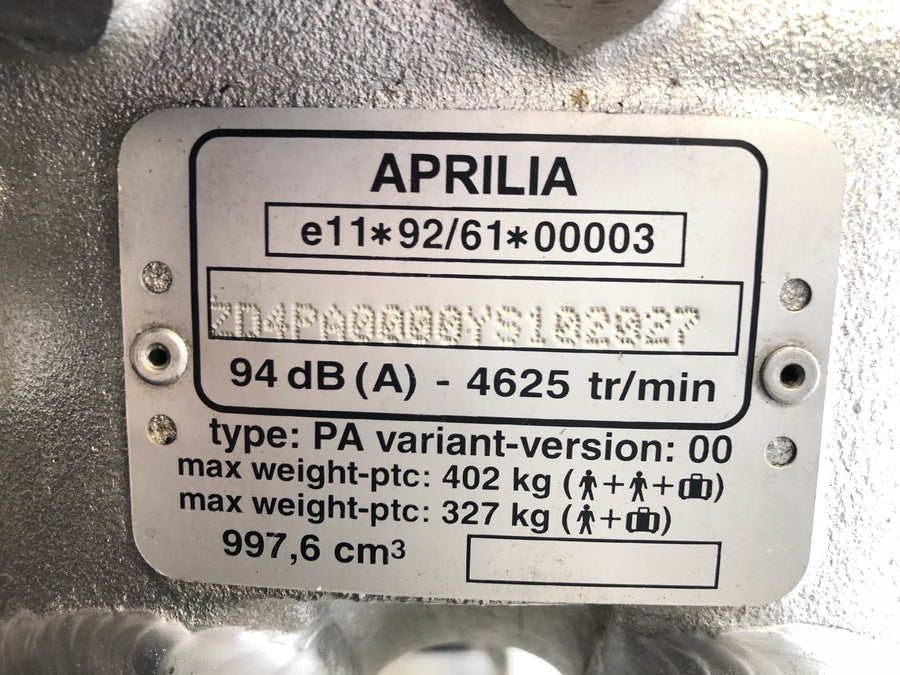 Aprilia SL 1000 Falco PA [2000] - Ramme med papirer