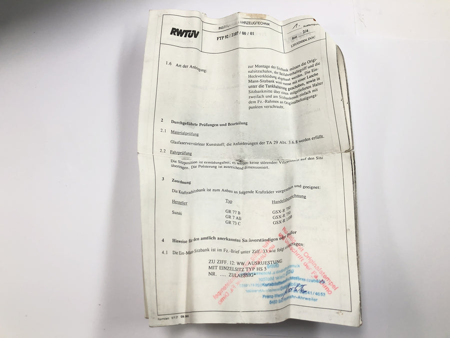 Suzuki GSX R 1100 GU74C [1987] - Bakpanel setepukkel DIMO bakre støtfanger bak