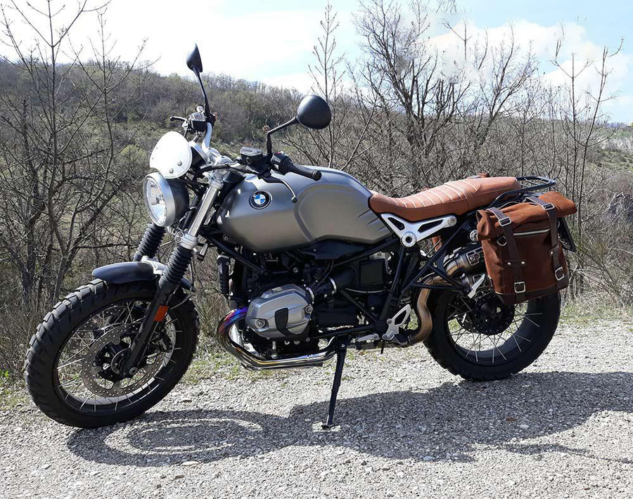 BMW R nineT 1200 Roadster [2014-2023] - Seitentasche Scram aus Spaltleder 22L-30L + Double Frame