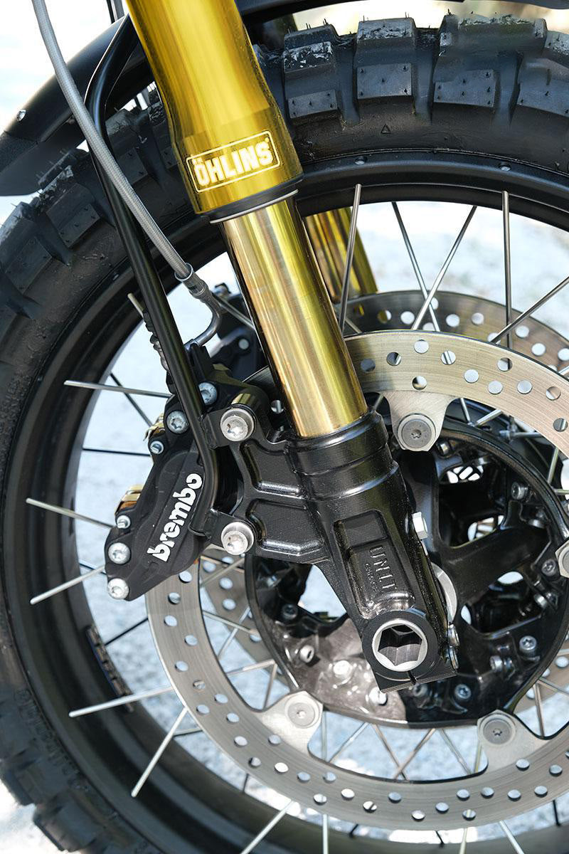 BMW R nineT 1200 Urban G/S (hoher Auspuff) [2017-2023] - Öhlins USD High Fork Kit + Unit Garagenplatten und Füße (hohe Version)