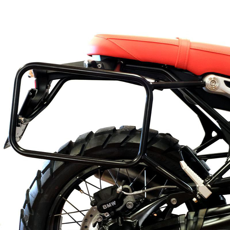 BMW R nineT 1200 Roadster [2014-2023] - Kultige Seitentasche aus Spaltleder 40L - 50L + Aluminiumplatte + rechter Rahmen für Atlas Aluminiumtasche